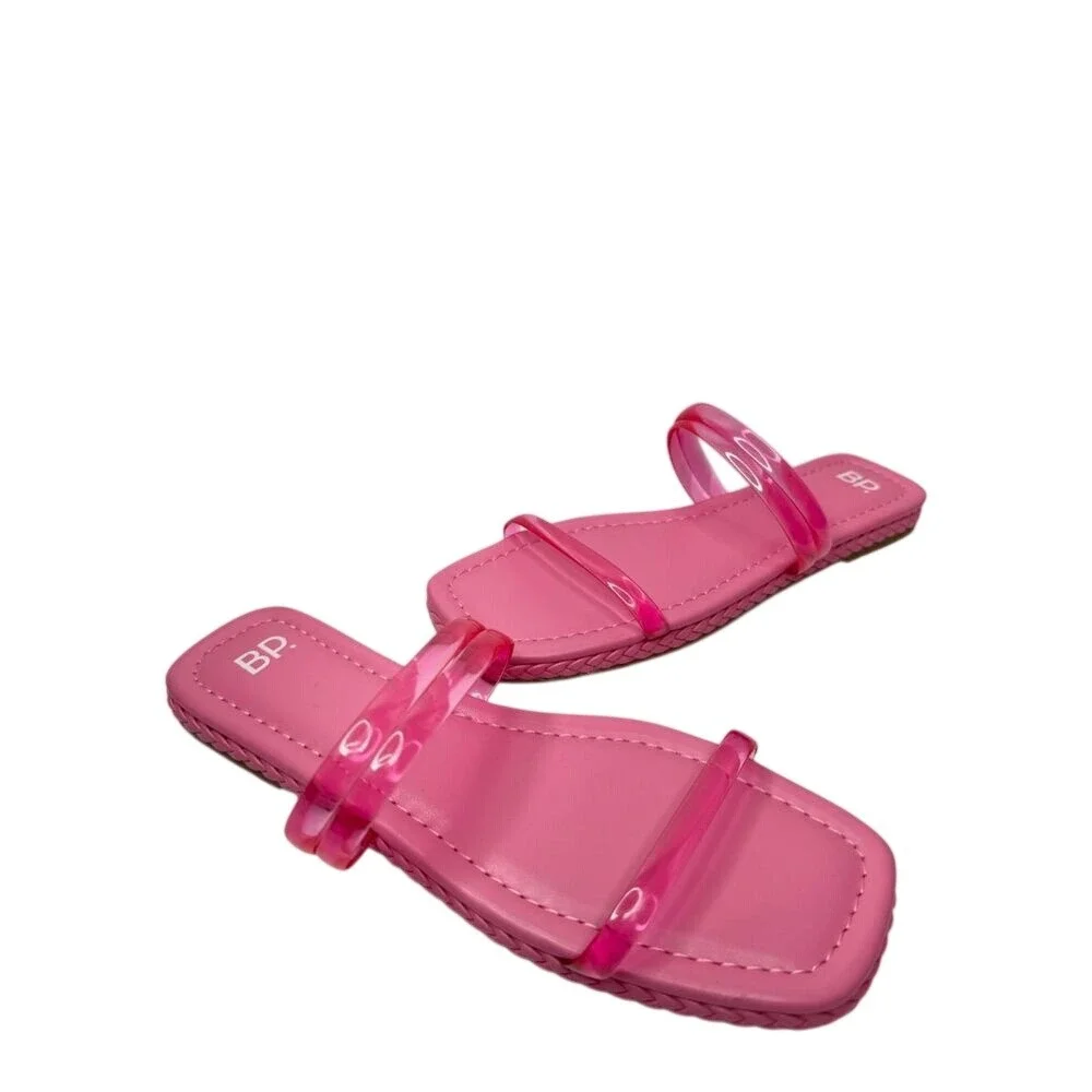 BP Viola Pink Jelly Slide Sandals Double Strap Square Toe Flats Size 12M